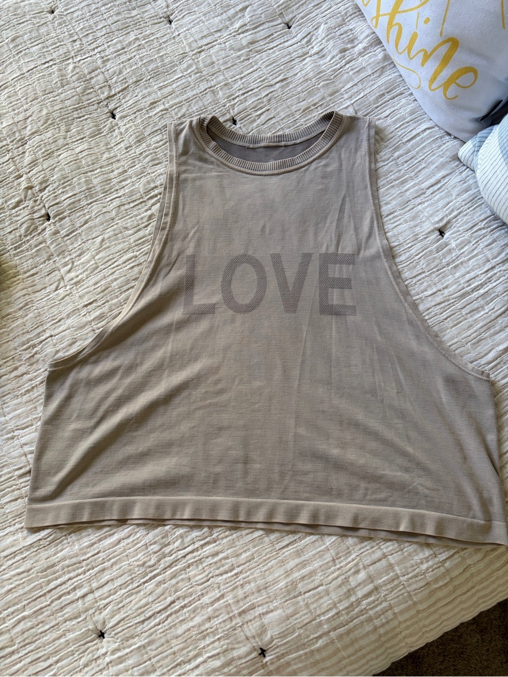 Spiritual Gangster Taupe 'LOVE' Cropped Muscle Tank